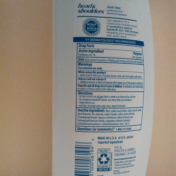 Head & Shoulders (P&G) Classic Clean Dandruff Shampoo, NEW - Picture 4 of 4